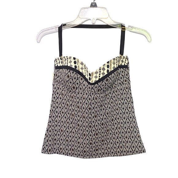 Bleu Rod Beattie Swimsuit Top Halter Strap Black, White & Gold Women’s Size 4 - Picture 1 of 9